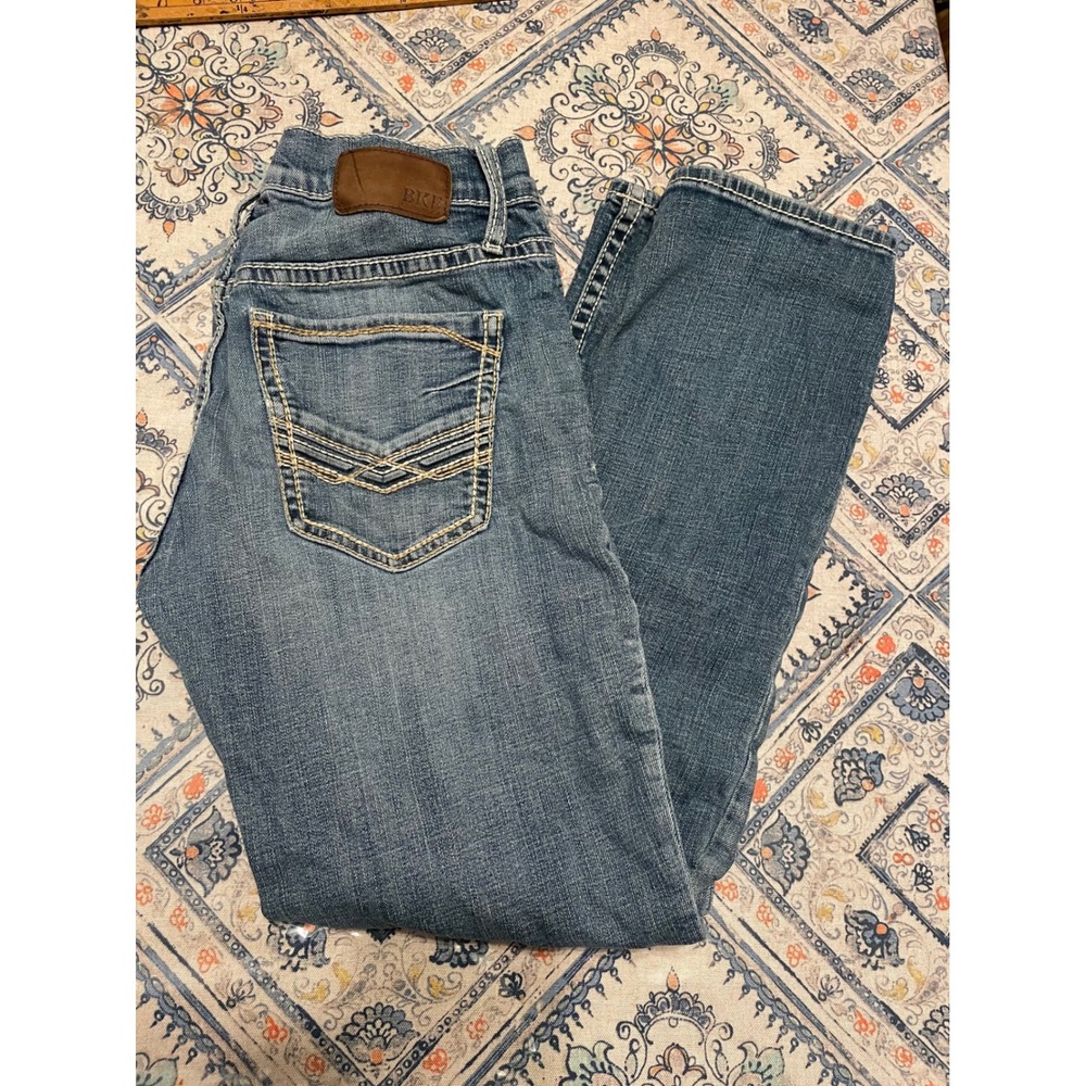 BKE Jake Straight Leg Jeans Mens 31x30 Medium Wash Denim Blue Contrast Stitch